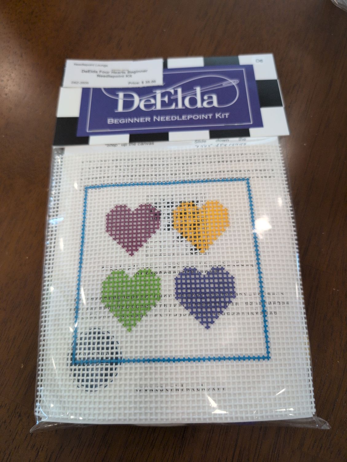 DeElda Four Hearts Beginner Needlepoint Kit
