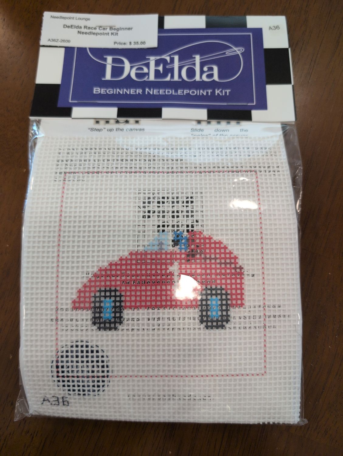 DeElda Race Car Beginner Needlepoint Kit