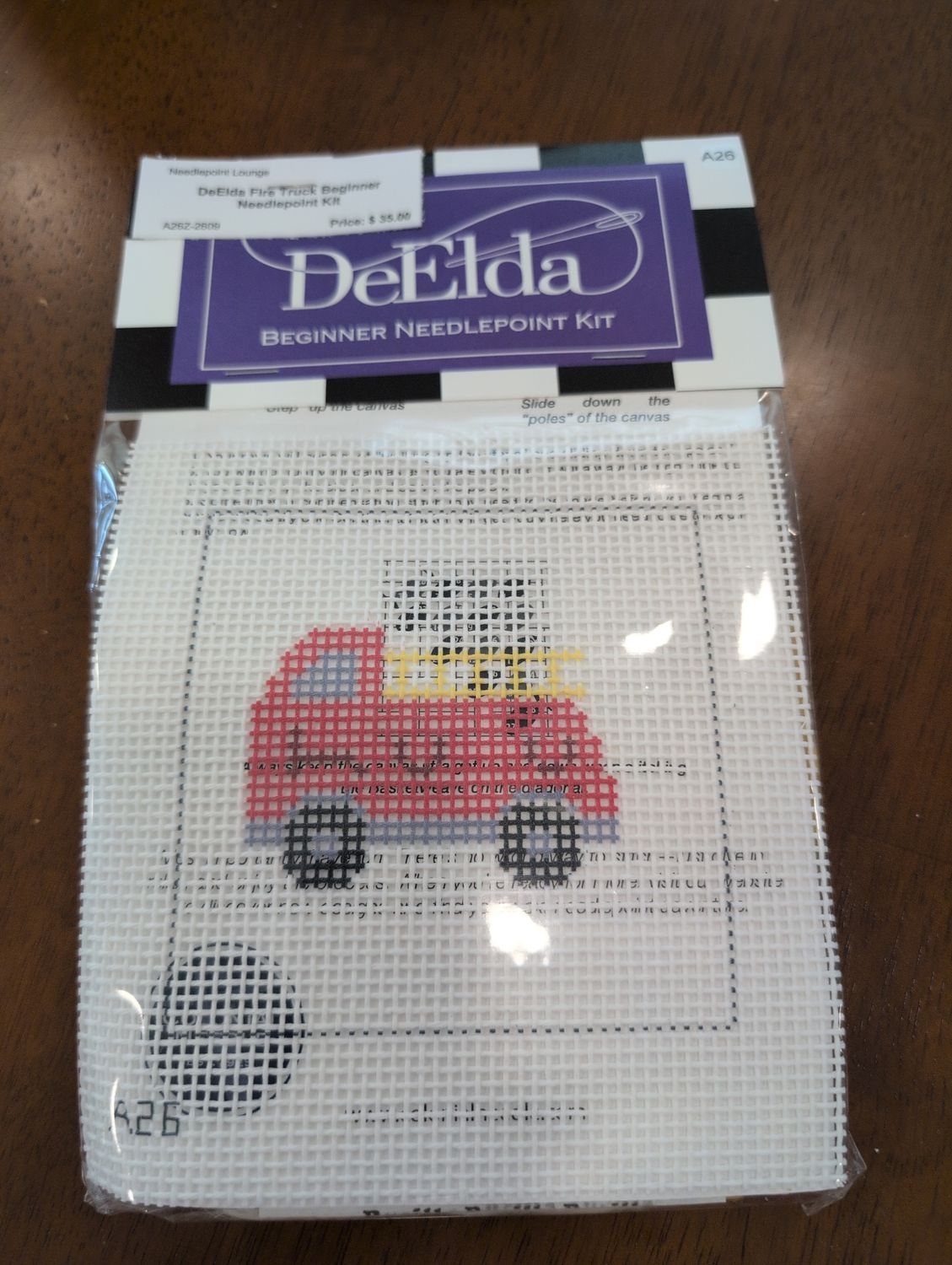 DeElda Fire Truck Beginner Needlepoint Kit