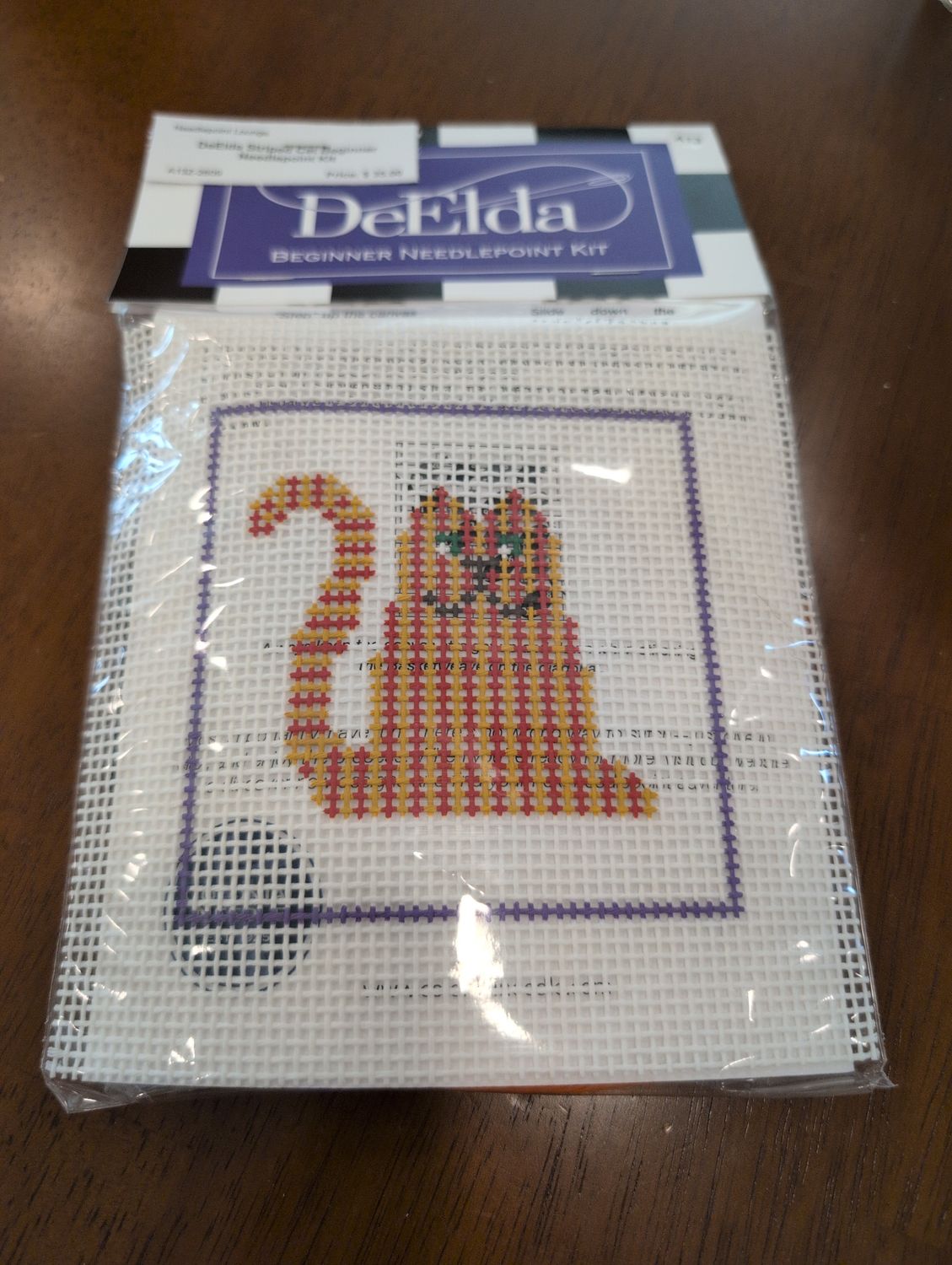 DeElda Striped Cat Beginner Needlepoint Kit