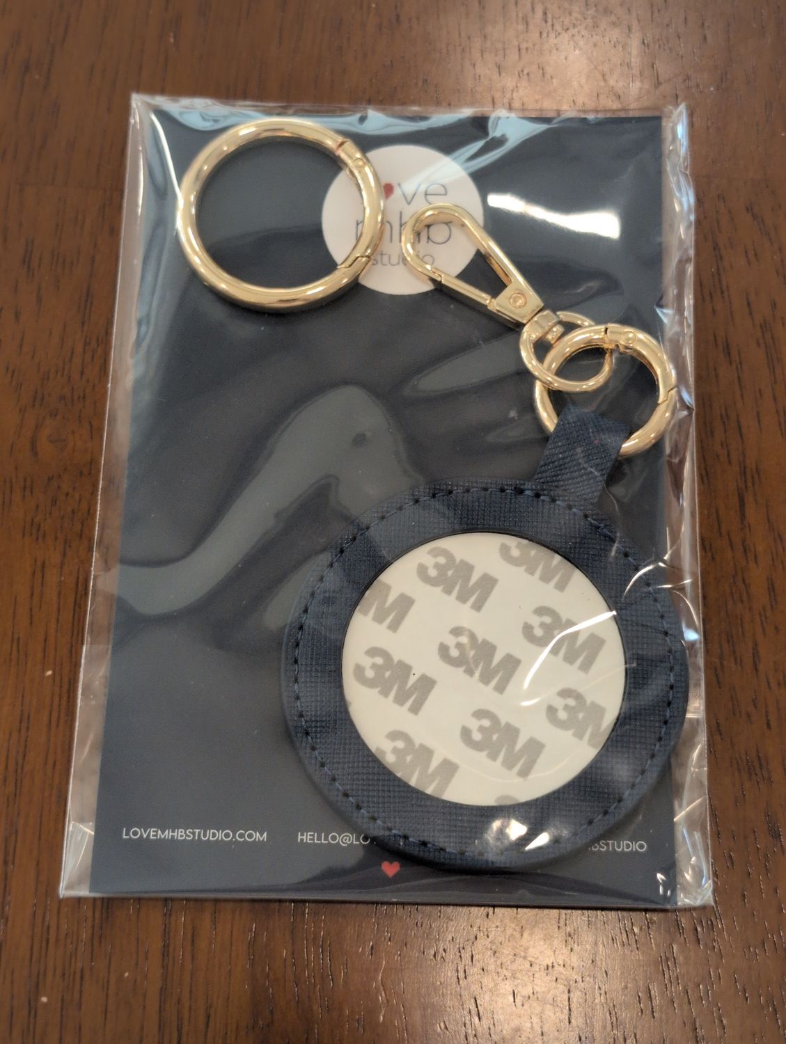Self-Finishing Leather Charm (Round) - Navy
