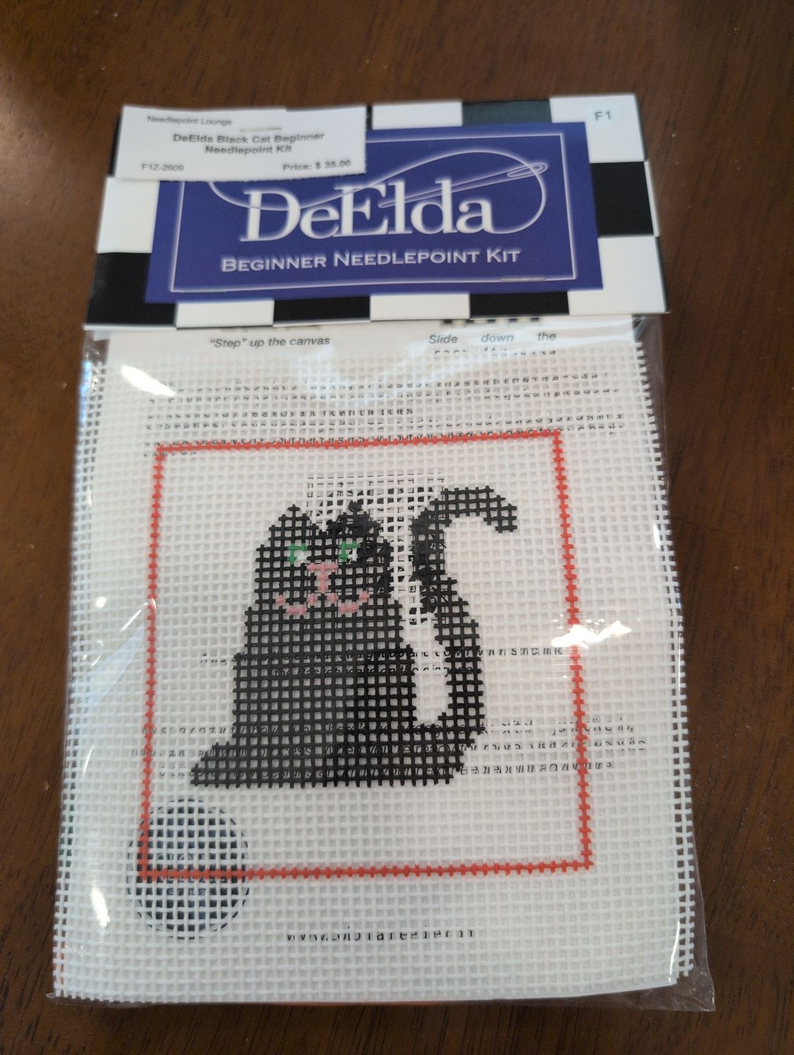 DeElda Black Cat Beginner Needlepoint Kit