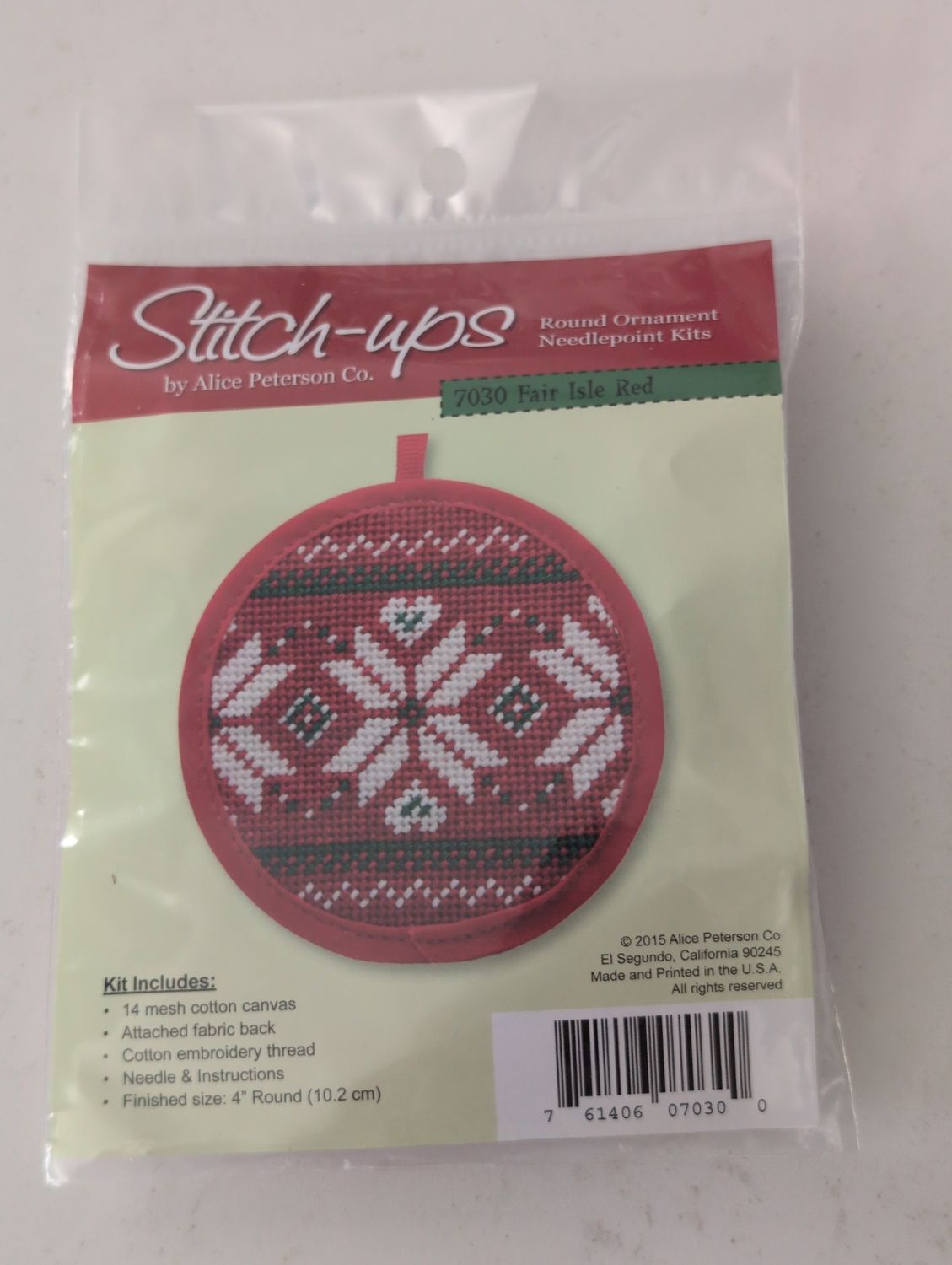 Stitch-Ups Fair Isle Red Ornament