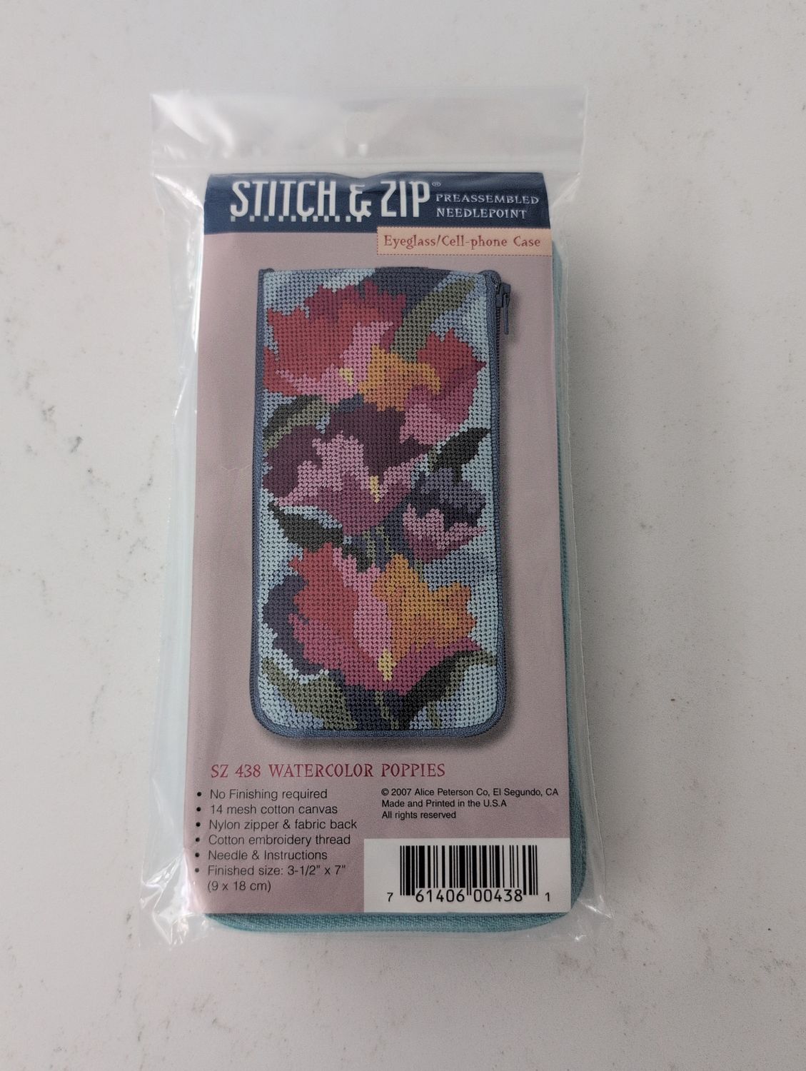 Stitch &amp; Zip Watercolor Poppies Eyeglass Case
