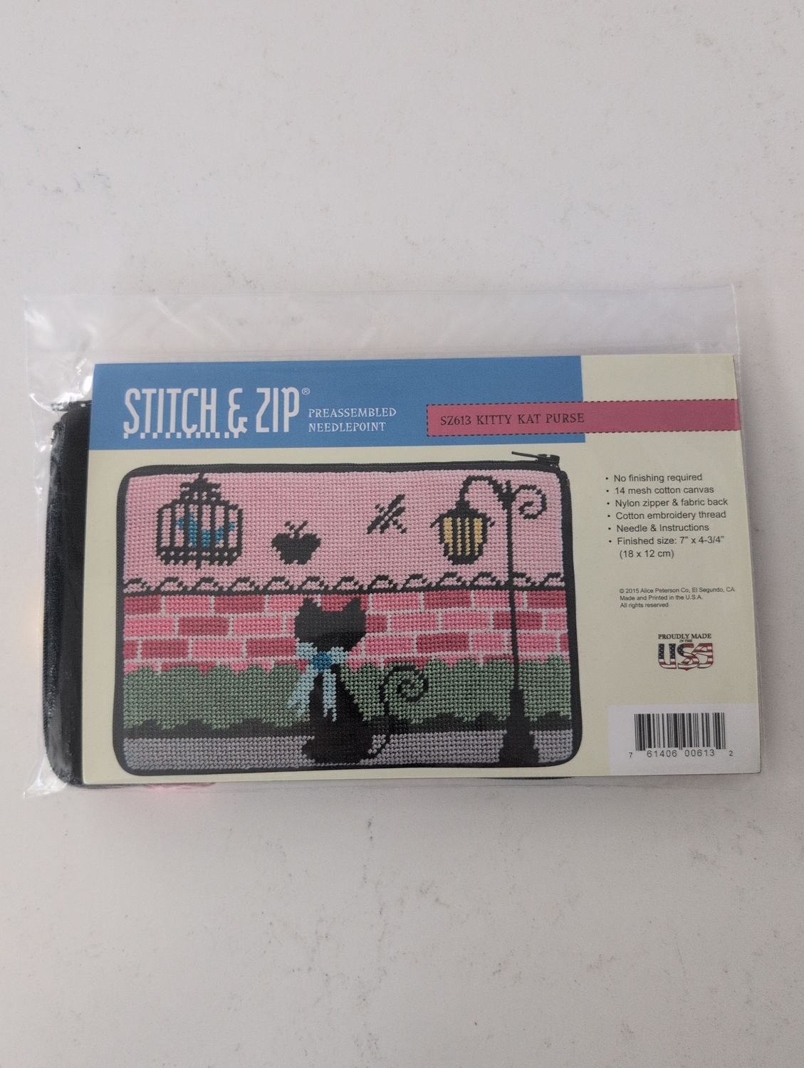 Stitch &amp; Zip Kitty Cat Purse/Cosmetic Case