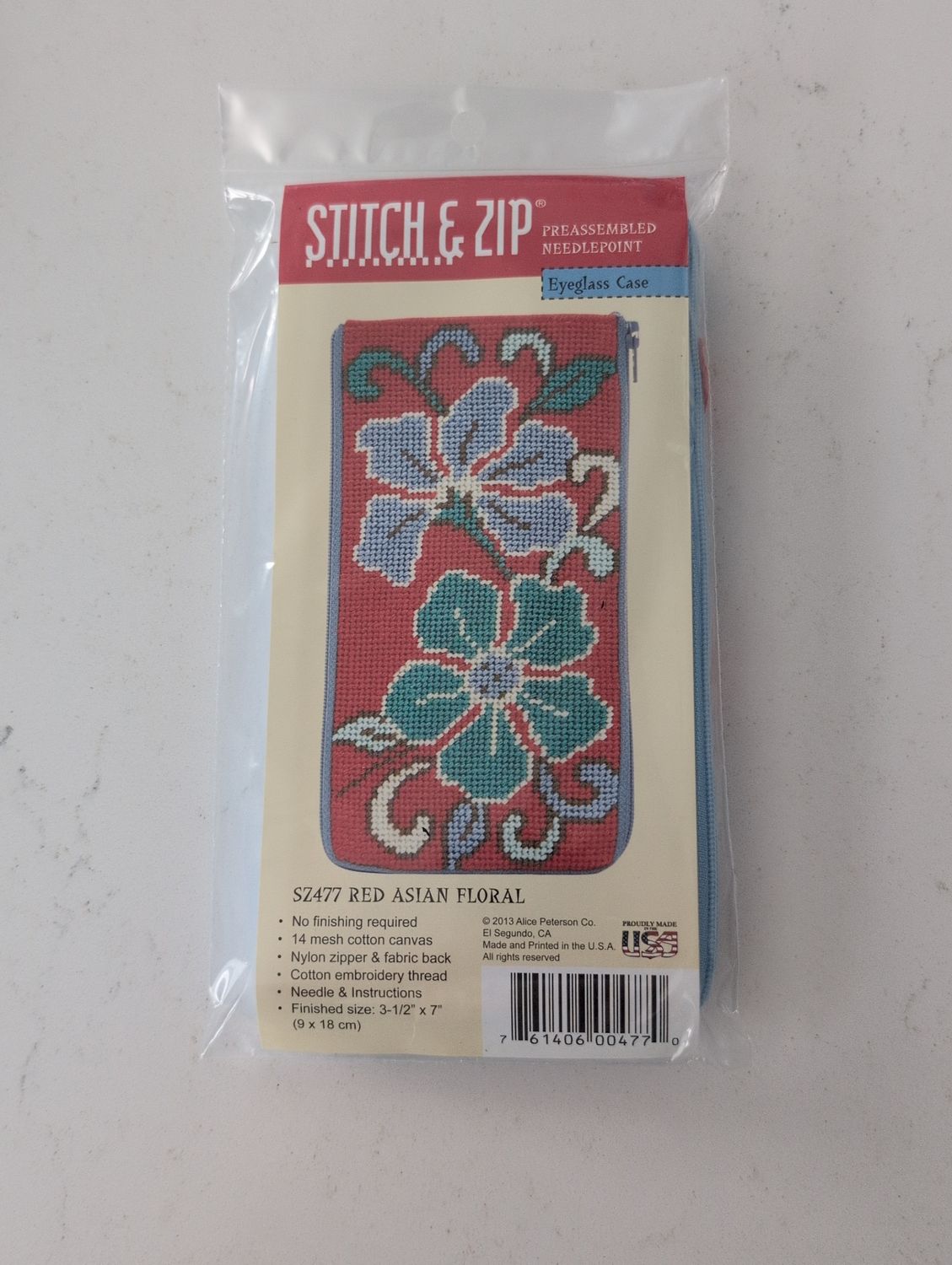 Stitch &amp; Zip Red Asian Floral Eyeglass Case