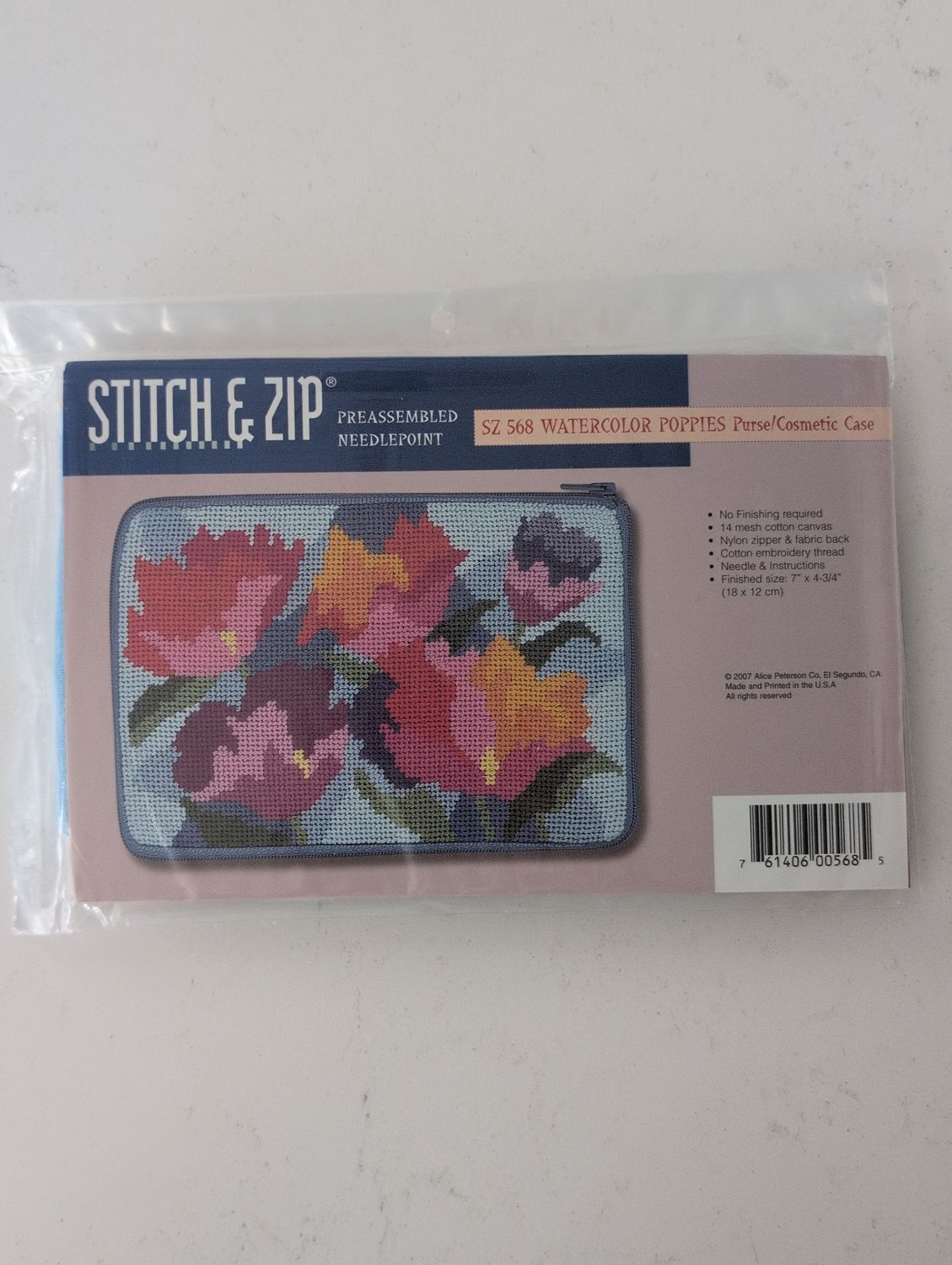 Stitch &amp; Zip Watercolor Poppies Purse/Cosmetic Case