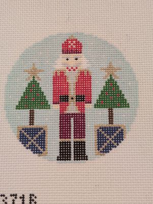 Blue Santa Nutcracker Round