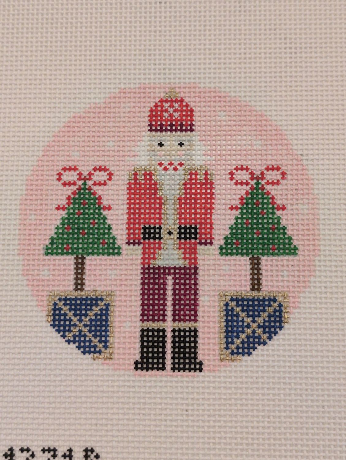 Pink Santa Nutcracker Round