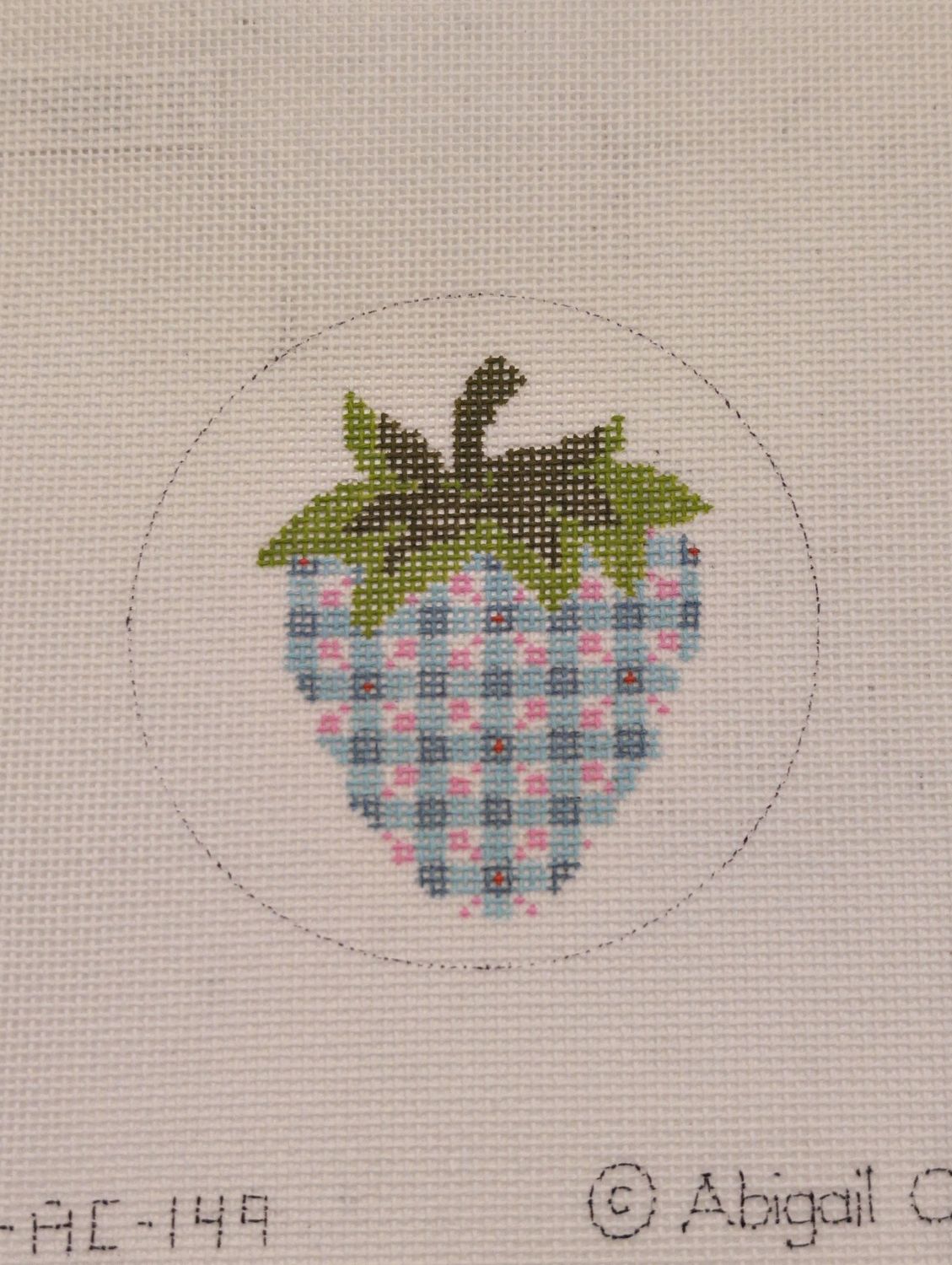 Strawberry Blue Checks with Pink Dots