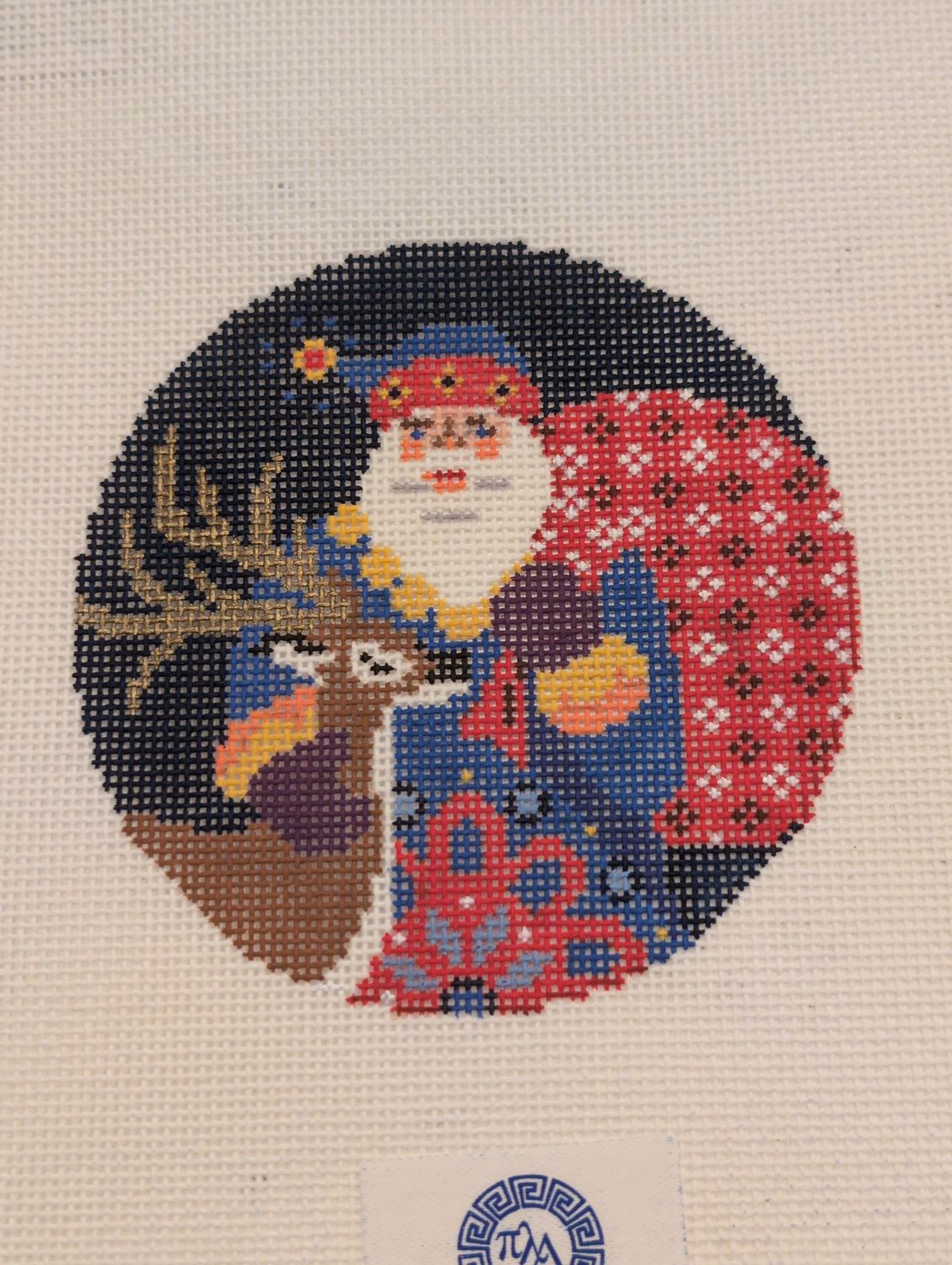 Jacobean Santa with Deer Ornament