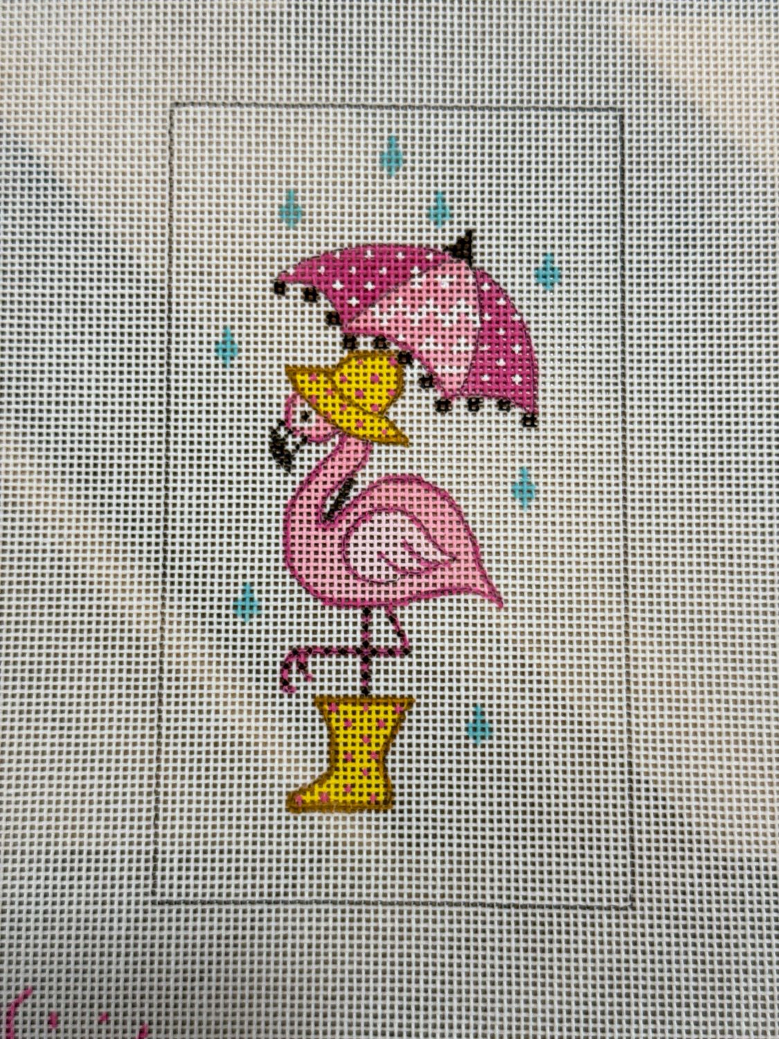 Flamingo in the Rain