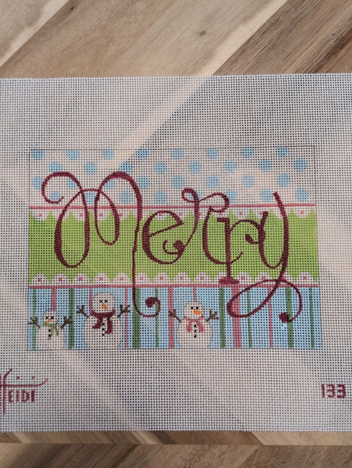 Merry Script with Snowman
