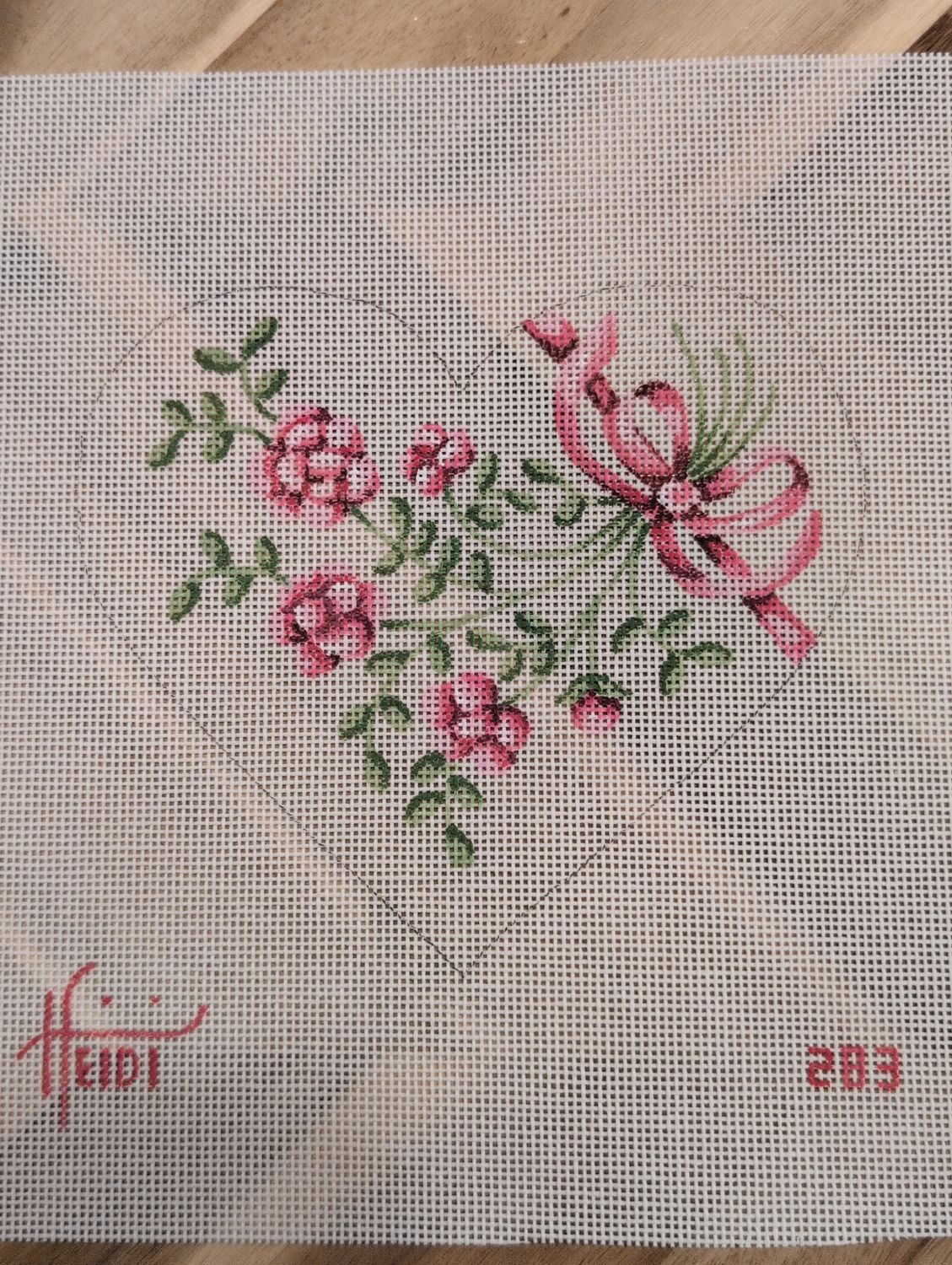 3 Pink Flower Heart