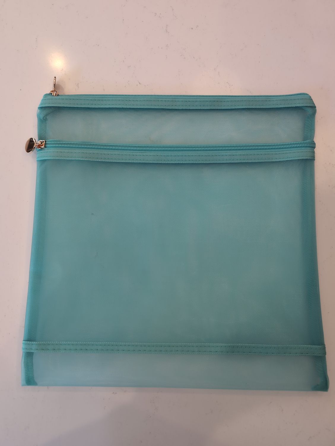 Project Bag - Double Zip 12" x 12" - Aqua
