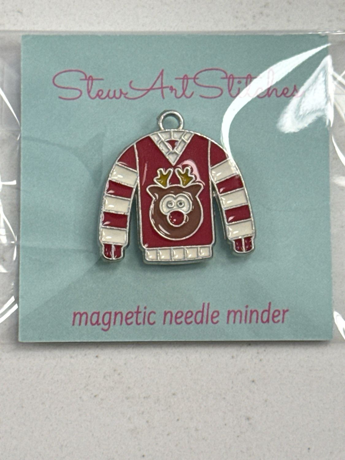 Reindeer Christmas Sweater Enamel Needle Minder