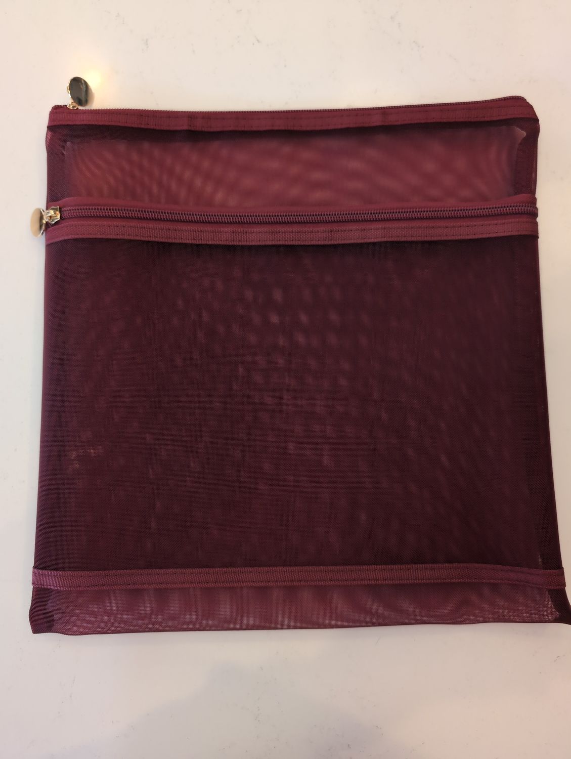 Project Bag - Double Zip 12" x 12" - Burgundy
