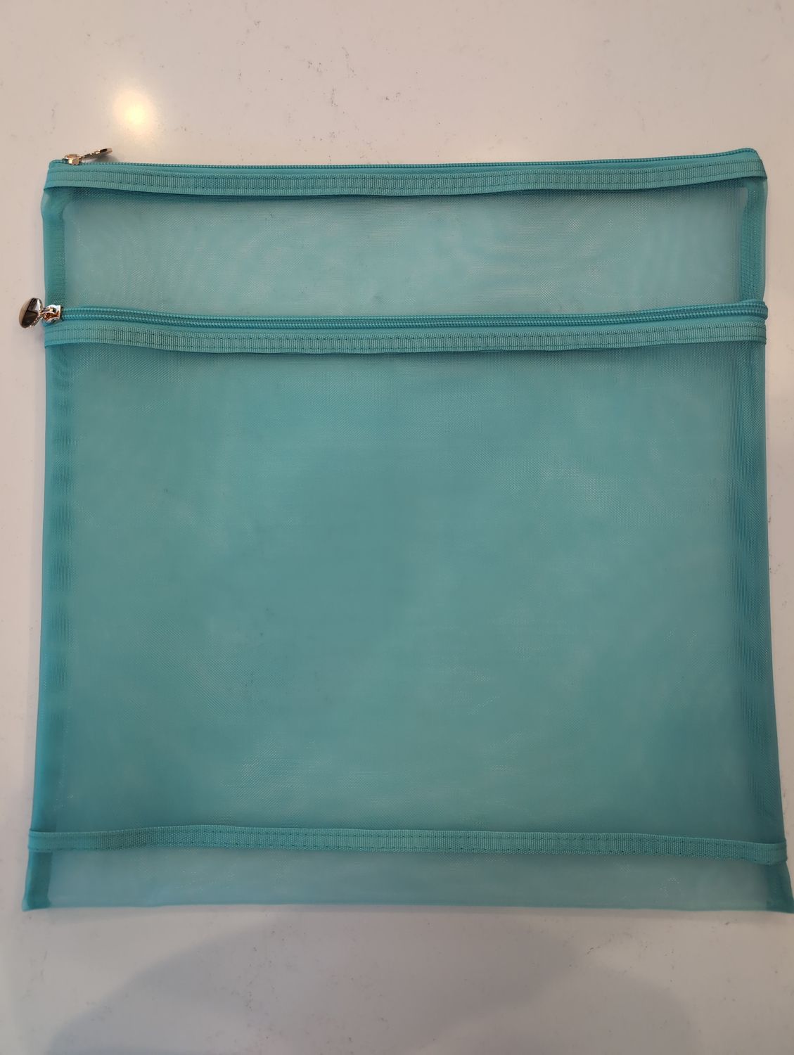 Project Bag - Double Zip 15" x 15" - Aqua