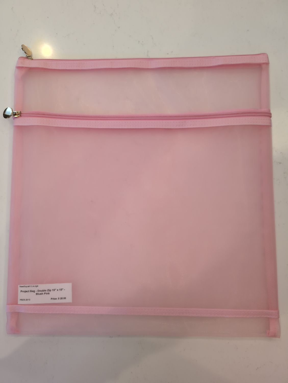 Project Bag - Double Zip 15" x 15" - Blush Pink