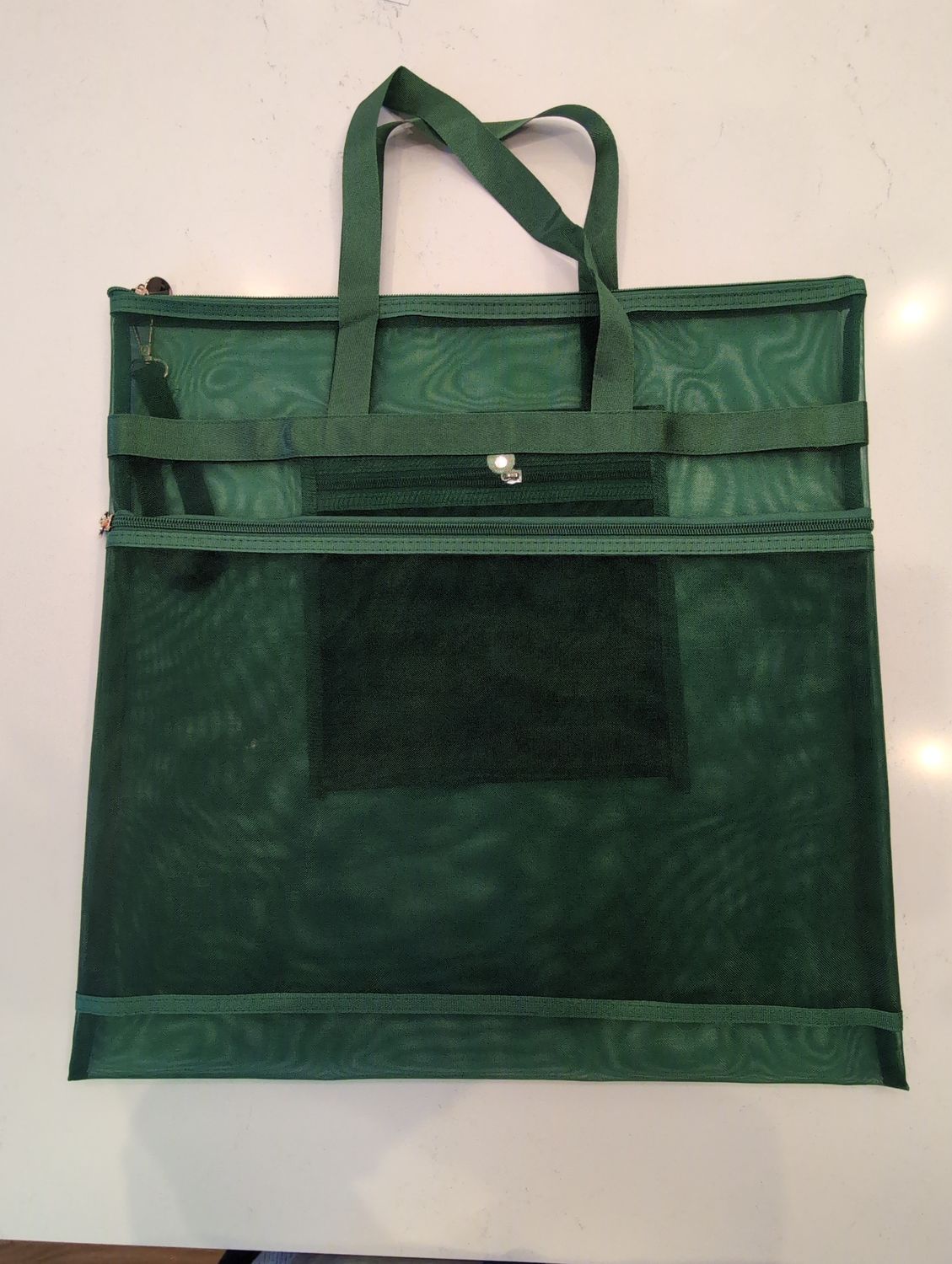 Project Bag - Double Zip 18" x 18" with Handles - Hunter Green
