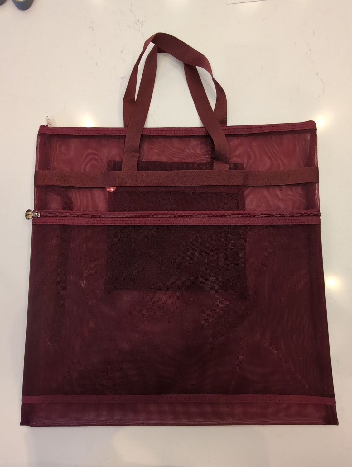 Project Bag - Double Zip 18" x 18" with Handles - Burgundy