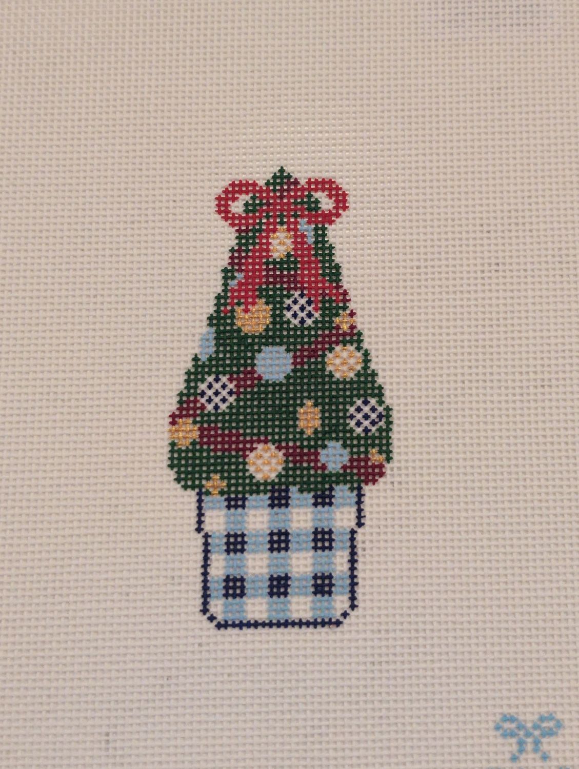 Gingham Planter Red Bow