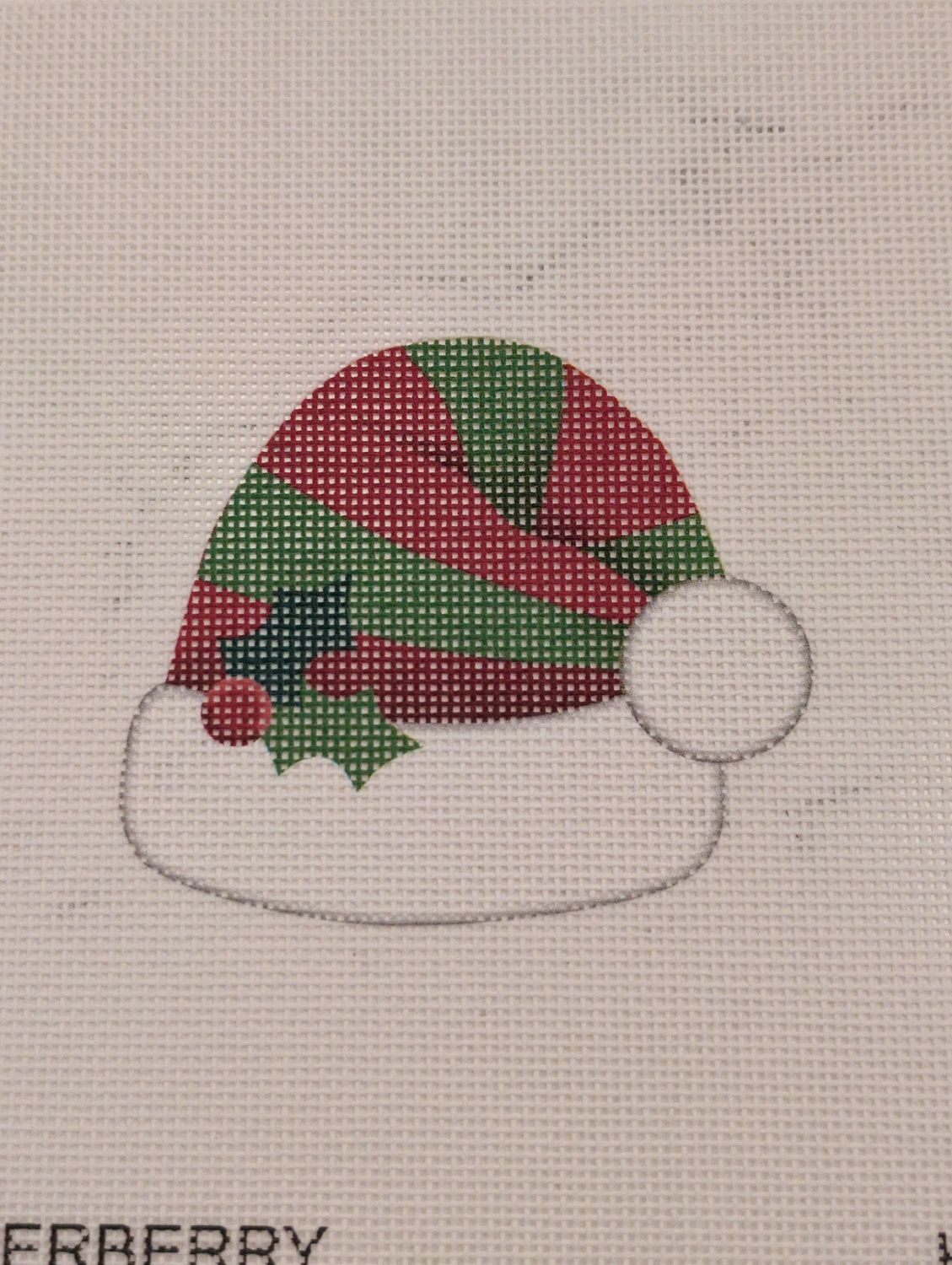 Red and Green Striped Elf Hat