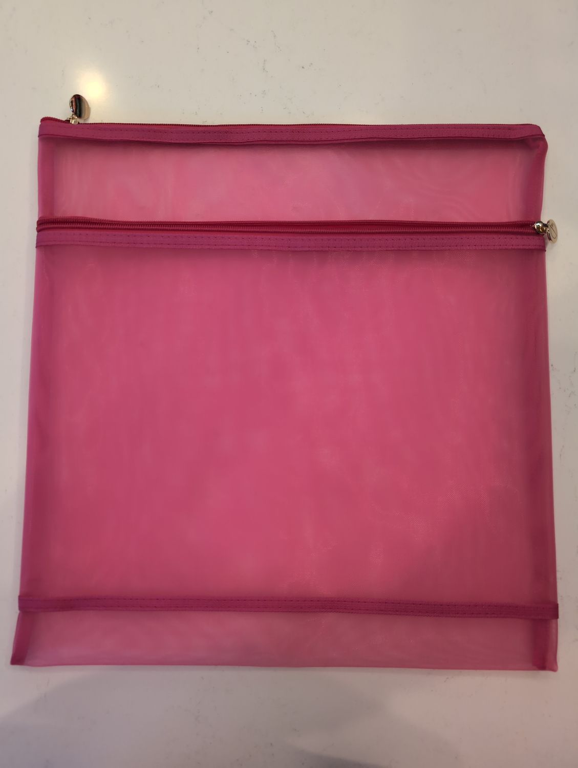 Project Bag - Double Zip 15" x 15" - Bright Pink