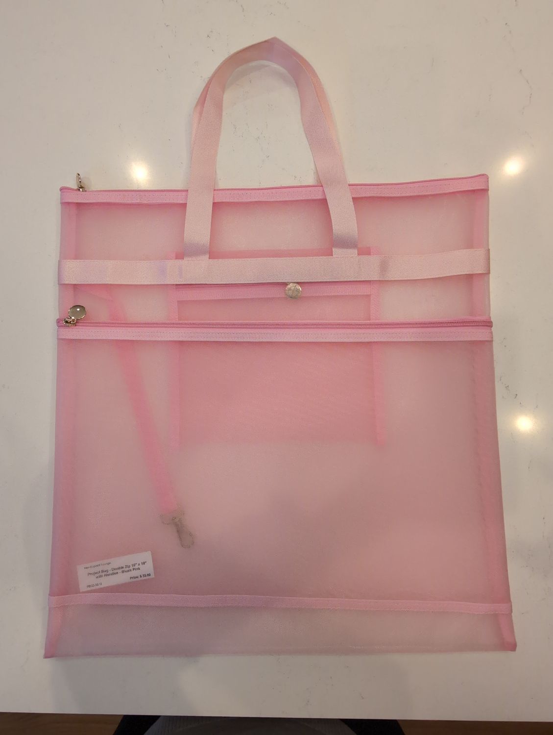 Project Bag - Double Zip 18" x 18" with Handles - Blush Pink