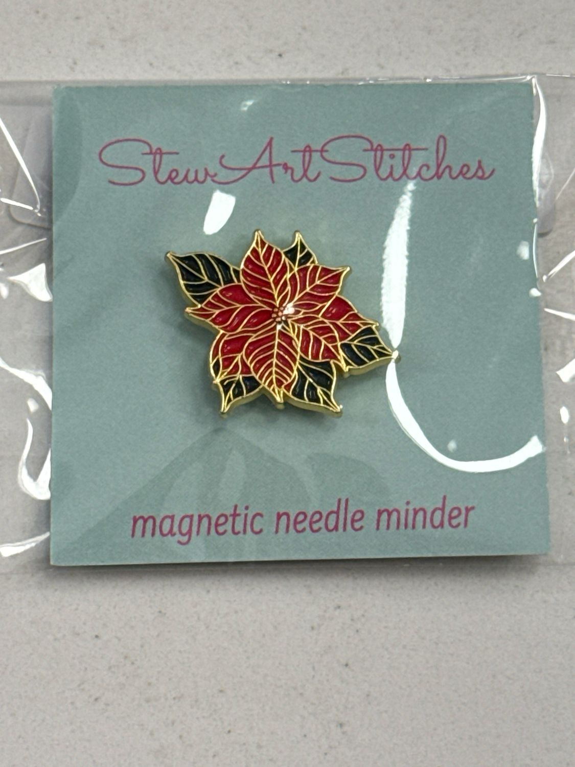 Poinsettia Enamel Needle Minder