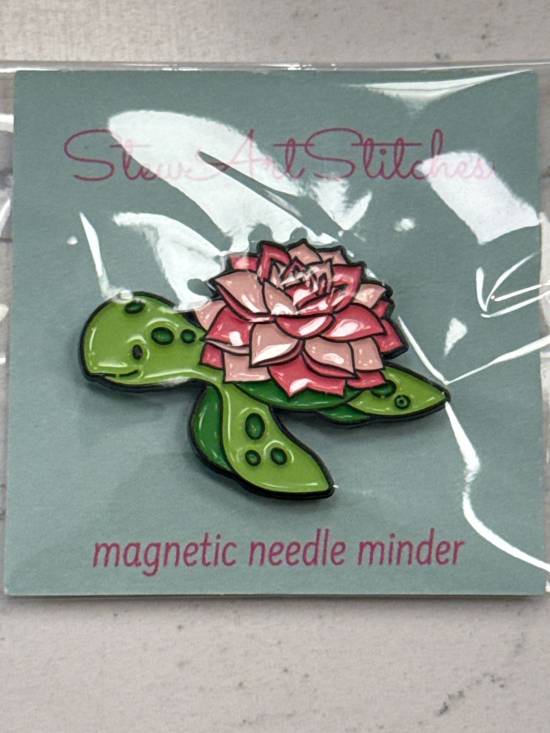 Floral Turtle Enamel Needle Minder