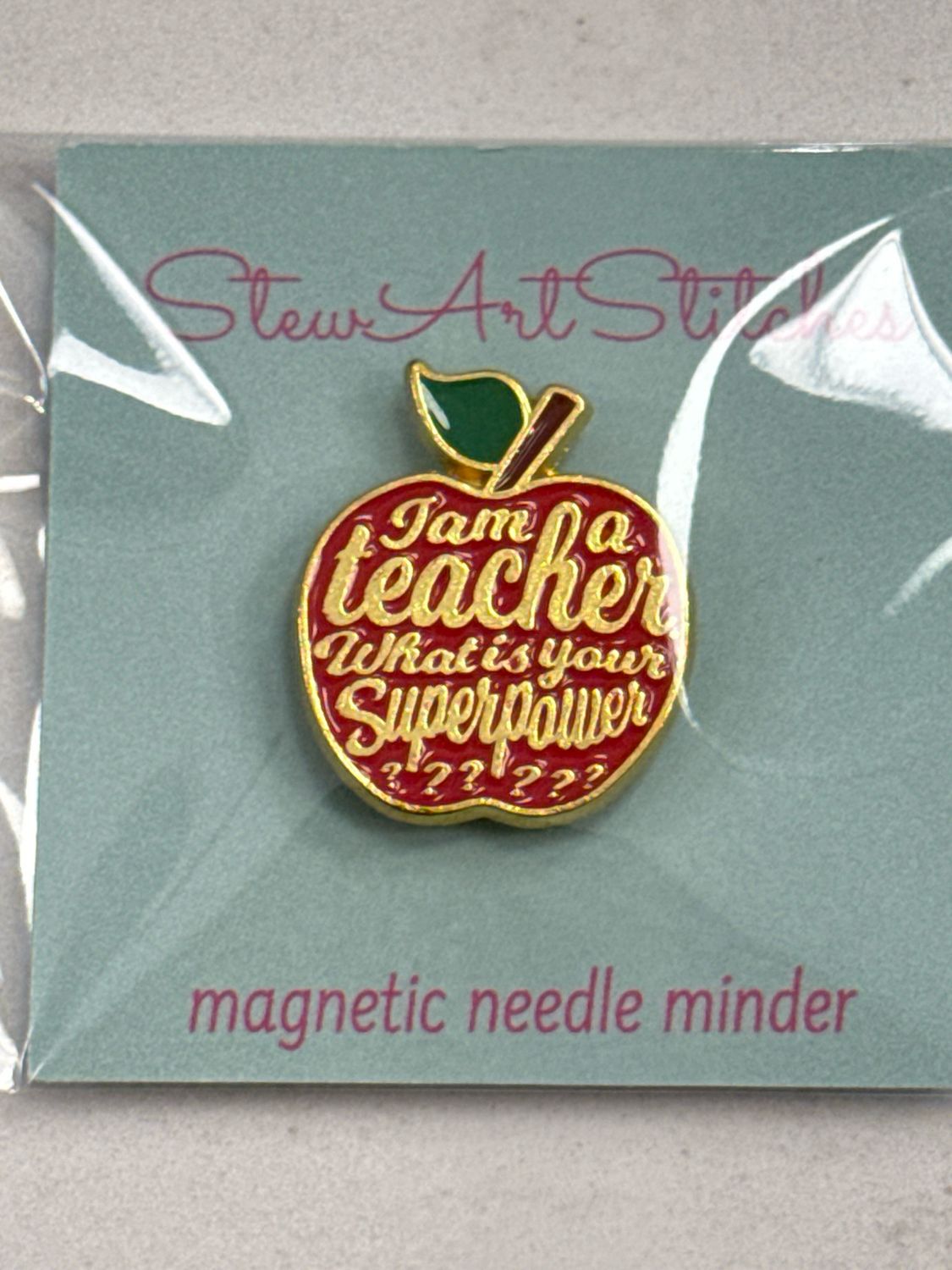 Teacher Apple Enamel Needle Minder