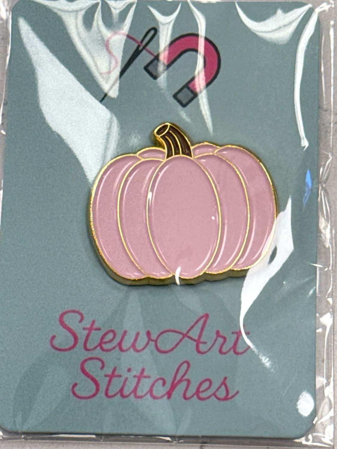 Pink Pumpkin Enamel Needle Minder