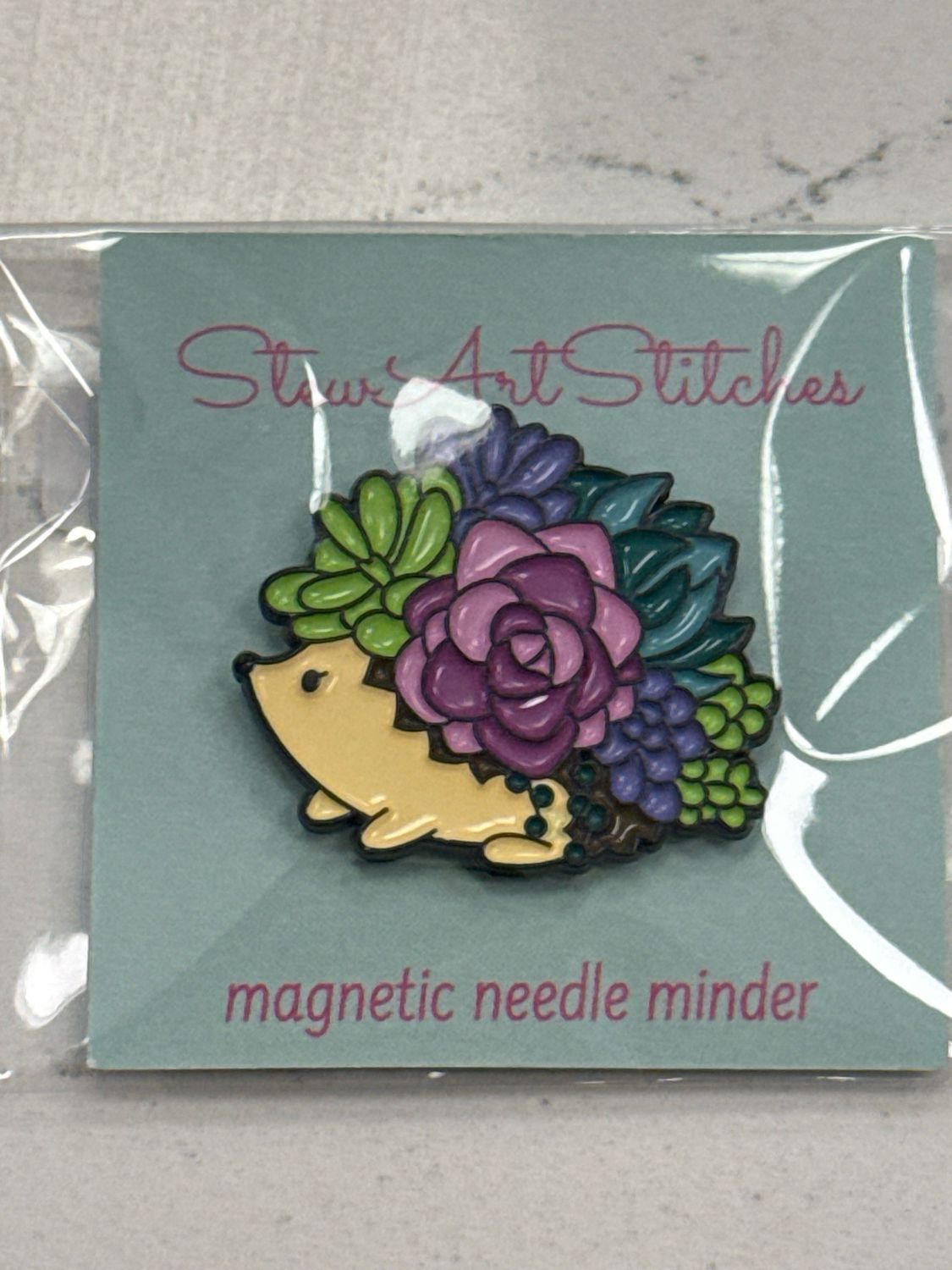 Floral Hedgehog Enamel Needle Minder
