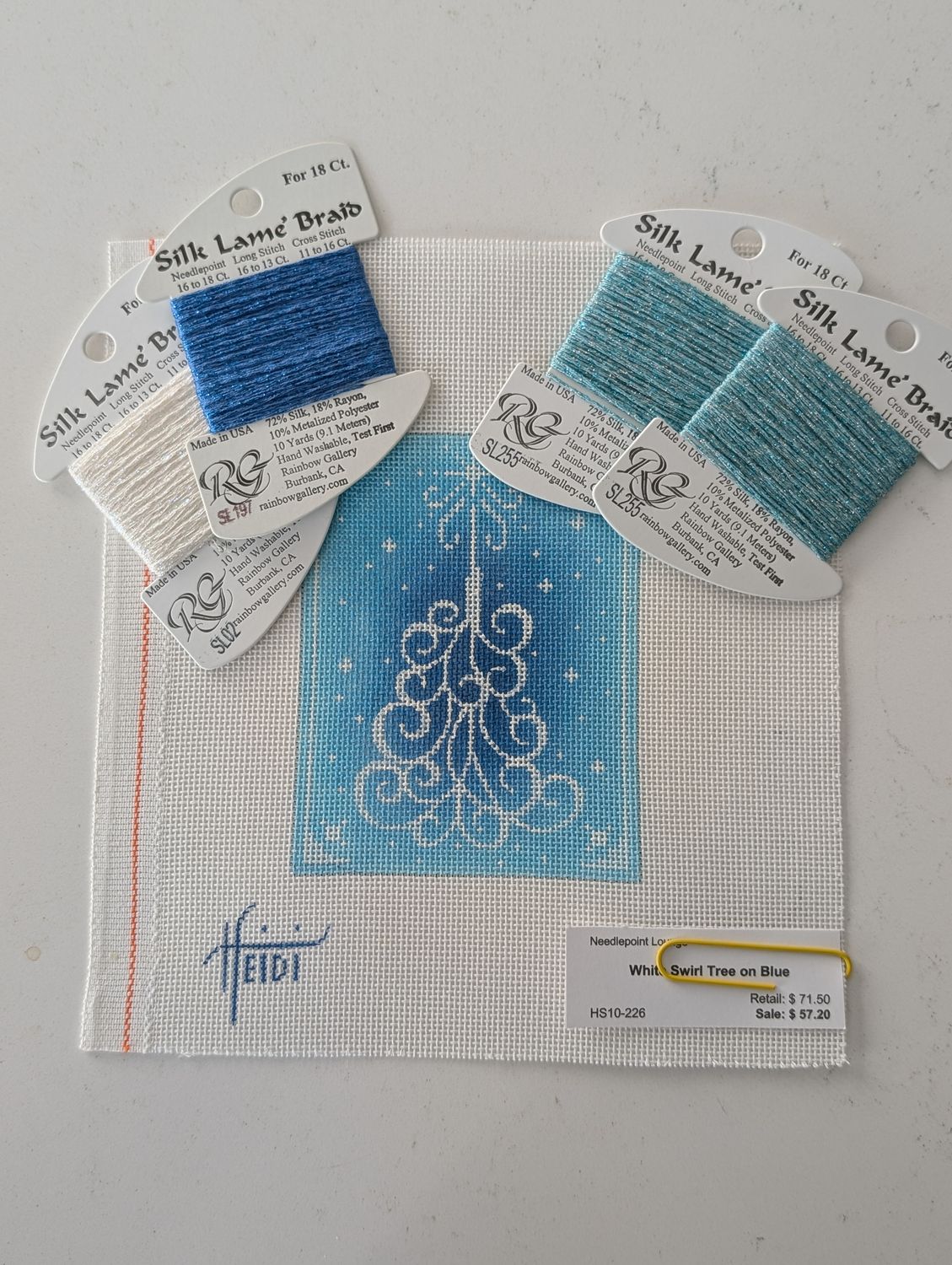 White Swirl Tree on Blue Kit