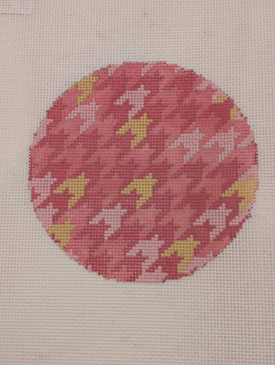Gold and Pink Houndstooth Round