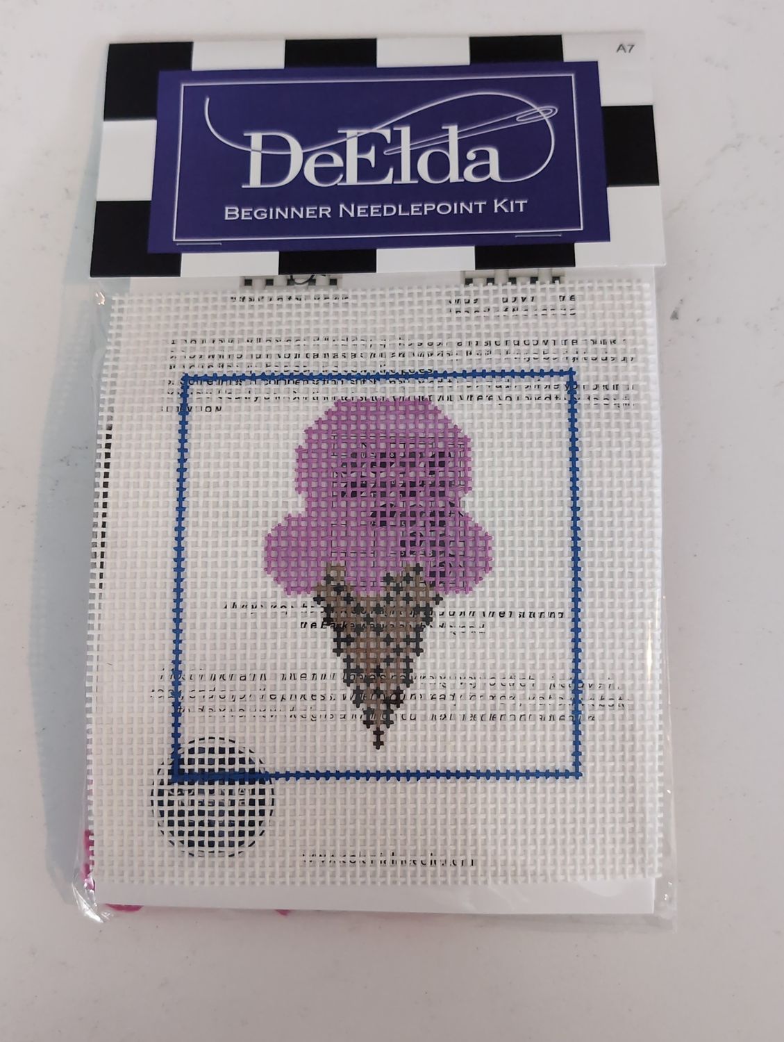 DeElda Ice Cream Cone Beginner Needlepoint Kit
