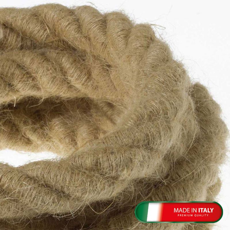 Elektrisches Tauseil 2XL 24 mm Textilkabel 3x0,75mm² aus grober Jute