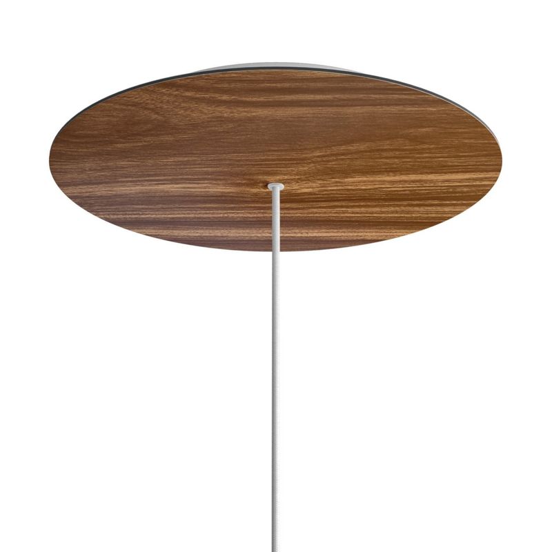 Rundes XXL 1-Loch und 4 Seitenlöchern Lampenbaldachin Kit, Rose-One-Abdeckung, 400 mm Durchmesser Weiß/Holz Optik