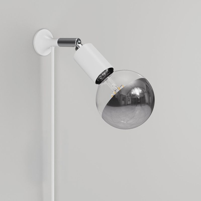 MAG-Y Wandleuchte mit Gelenk und Spiegelkopf LED und Anschlußkabel mit Stecker Farbe: Weiß