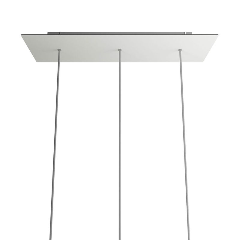 rechteckiger XXL Lampenbaldachin 675 x 225 mm 3 Loch Mitte 6 Löcher Seite Rose-One-Abdeckung Dibond Mattweiß