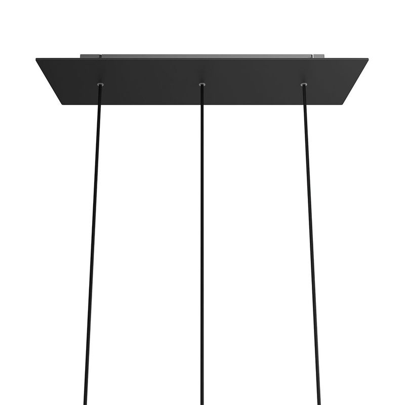rechteckiger XXL Lampenbaldachin 675 x 225 mm 3 Loch Mitte 6 Löcher Seite Rose-One-Abdeckung Dibond Schwarz