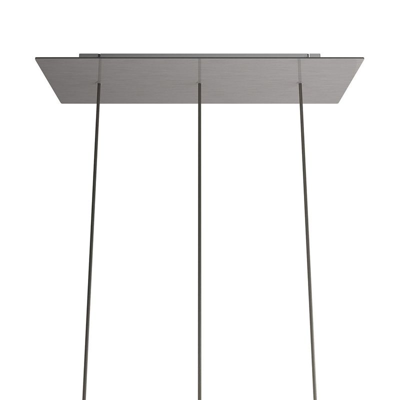rechteckiger XXL Lampenbaldachin 675 x 225 mm 3 Loch Mitte 6 Löcher Seite Rose-One-Abdeckung Dibond satinierter Stahl
