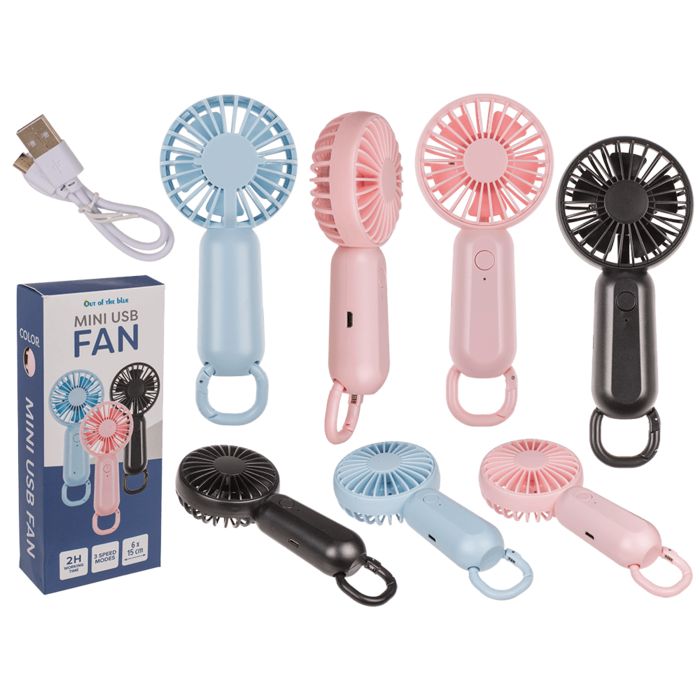 tragbarer Mini-USB-Ventilator Handventilator ca. 6 x 15 cm Rosa Blau Schwarz