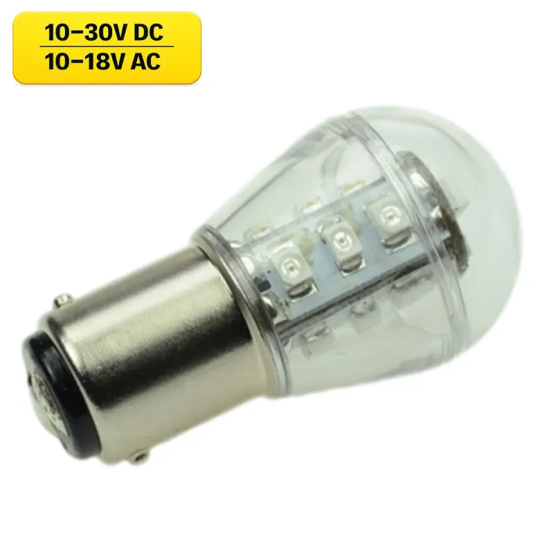 Ba15d 12V AC/DC LED Leuchtmittel 0,7W 25lm Gelb 590-600nm 10-30V DC 10-18V AC