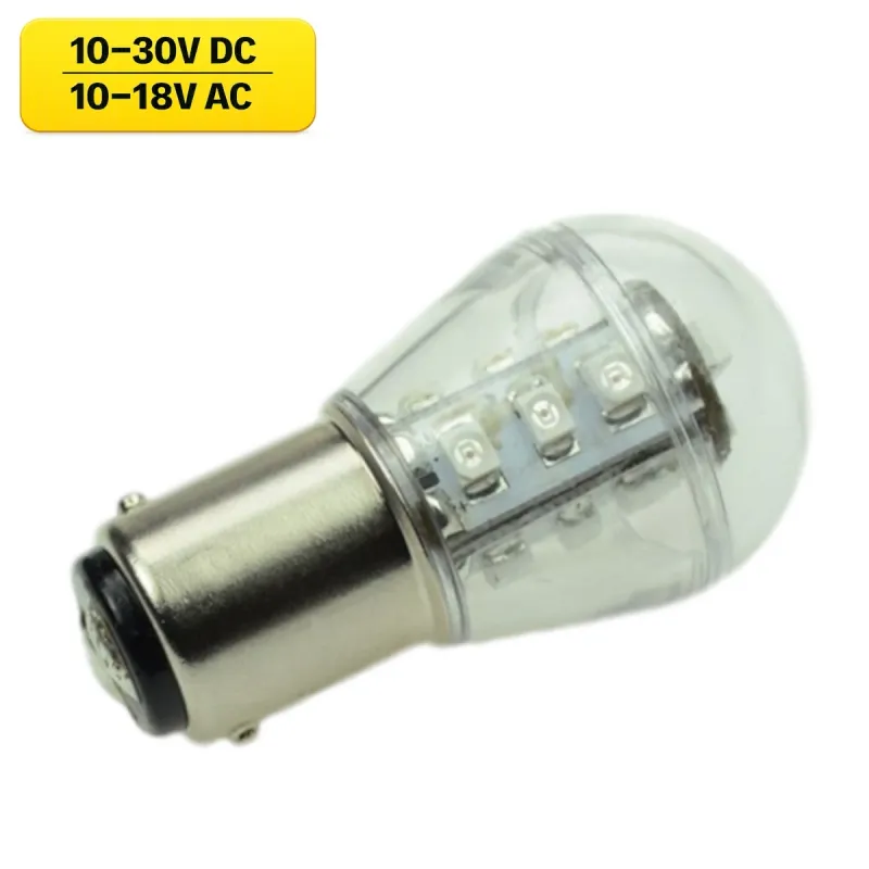 Ba15d 12V AC/DC LED Leuchtmittel 0,7W 51lm Rot 620-630 nm 10-30VDC 10-18VAC