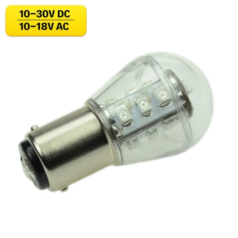 Ba15d 12V AC/DC LED Leuchtmittel 0,9W 18lm Blau 450-470nm nm 10-30VDC 10-18VAC