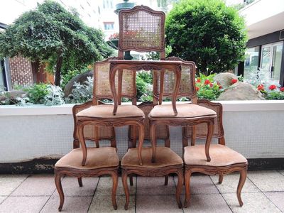 Série De 6 Chaises Cannées. Epoque Louis XV