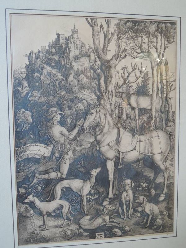 ALBRECHT DURER. "Saint Eustace". Estampe du XIXè siècle