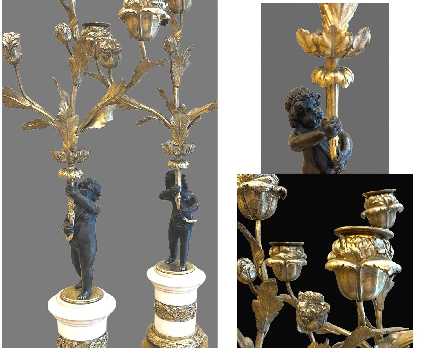 Paire De Candélabres . Style Louis XVI. Epoque Napoléon III  Pair Of Candelabra. Louis XVI Style. Napoleon III Period